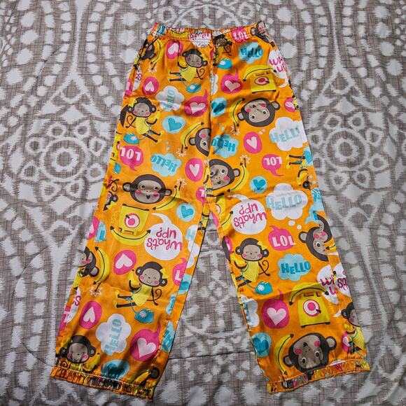 Carter’s Girls Silky Pajama Pants Size 8 Orange Monkeys What Up Hello - Picture 2 of 7